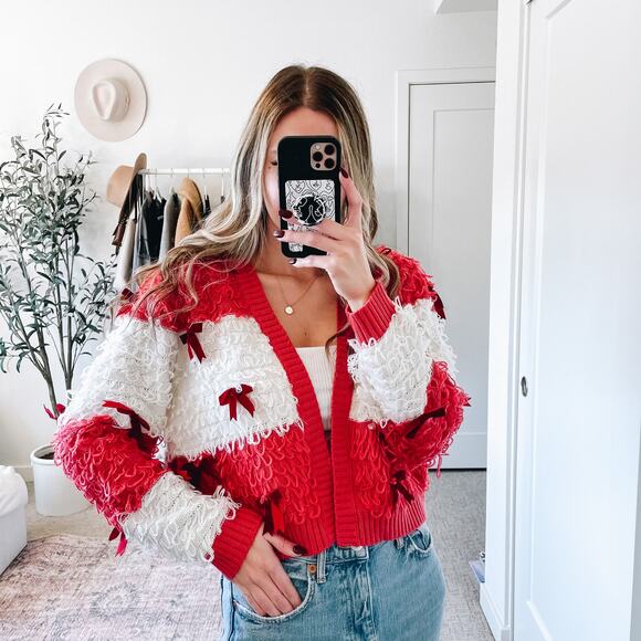 Mighty Fine Bow Open Cardigan Sweater - Picture 4 of 13